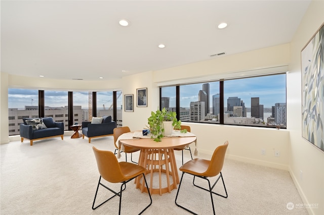 view of carpeted dining room