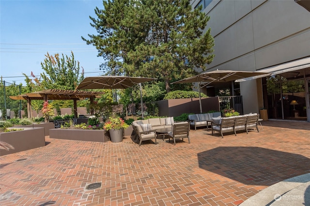 view of patio with an outdoor living space