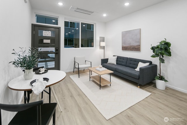 living room featuring light hardwood / wood-style flooring