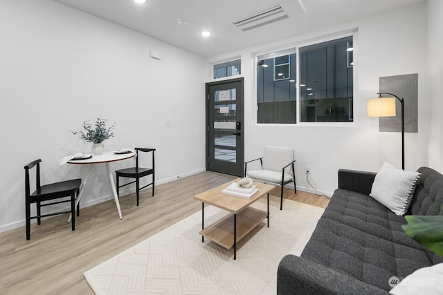 living room featuring light hardwood / wood-style floors