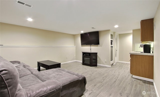 living room featuring light hardwood / wood-style floors