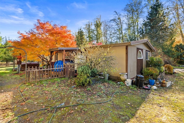 exterior space with a storage unit