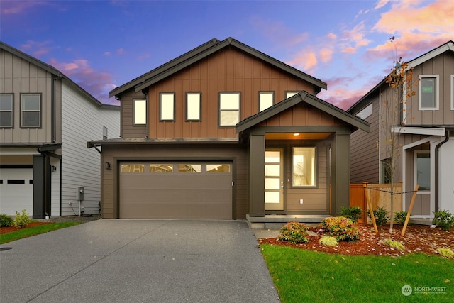 view of front of home with a garage