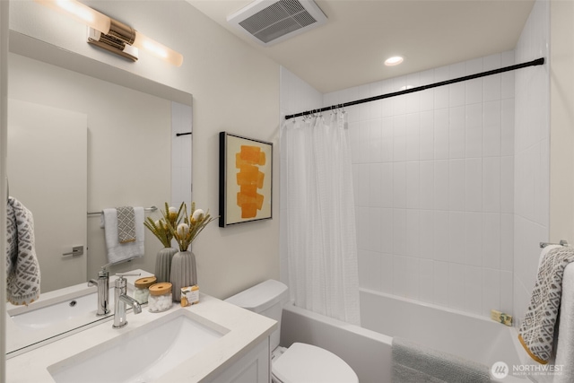 9211C Densmore Ave N, Seattle, WA 98103 - bathroom featuring vanity, shower / bath combo, and recessed lighting
