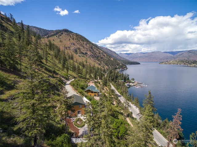 exterior space with a water and mountain view