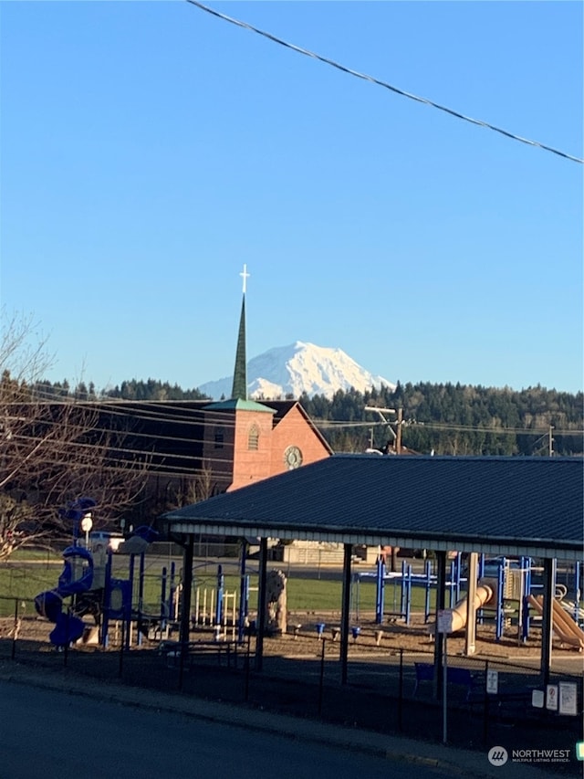 exterior space with a mountain view