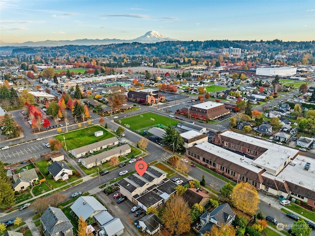 aerial view featuring a mountain view