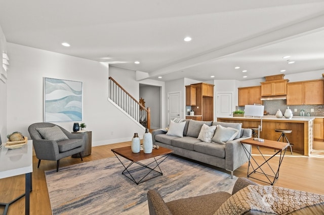 living room featuring light hardwood / wood-style flooring