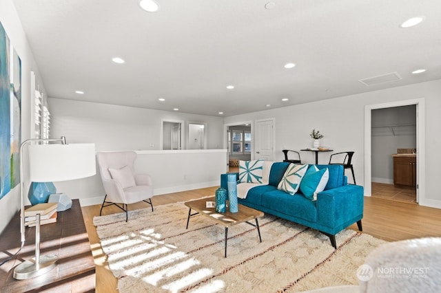 living room featuring light hardwood / wood-style flooring