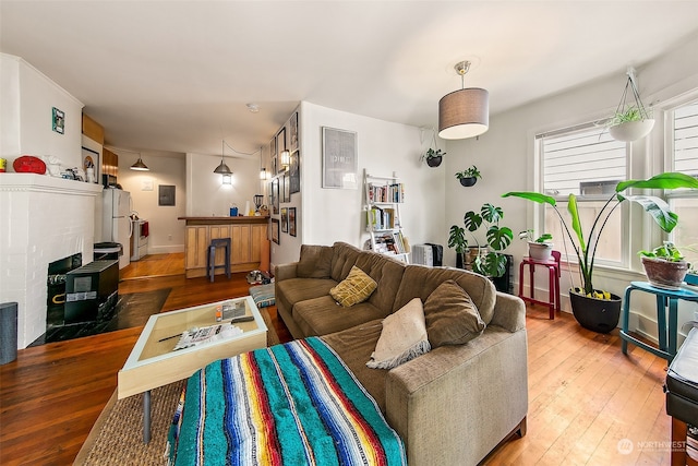 living room featuring wood-type flooring