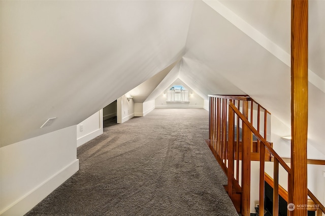 additional living space with lofted ceiling and carpet floors