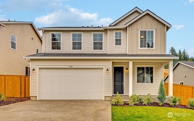 view of front of property with a garage