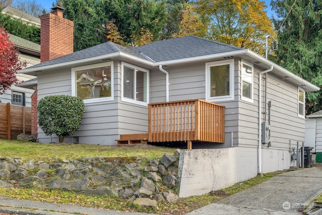 view of front of home with a deck