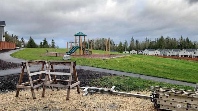 view of play area featuring a yard