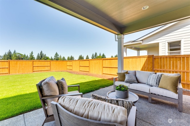 view of patio with an outdoor living space