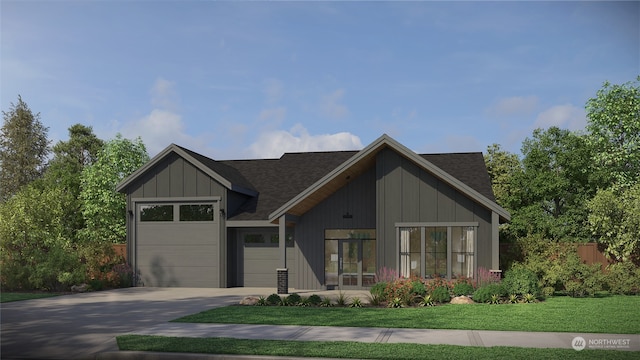 view of front facade featuring a garage and a front yard