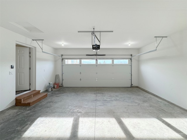 garage with a garage door opener