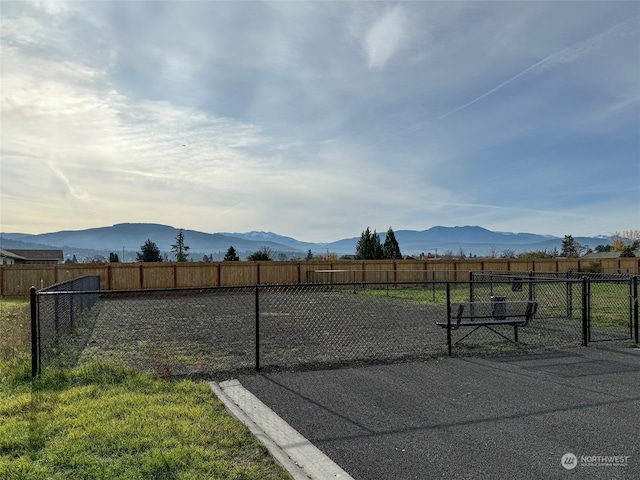 exterior space featuring a mountain view