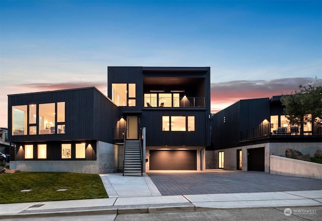 contemporary home with a garage