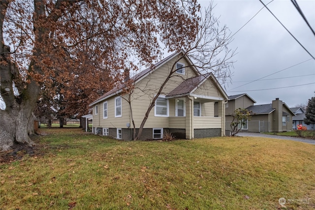 bungalow with a front lawn