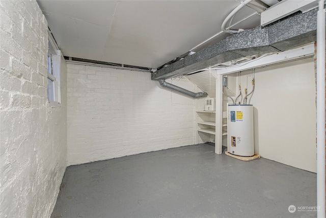 basement featuring water heater