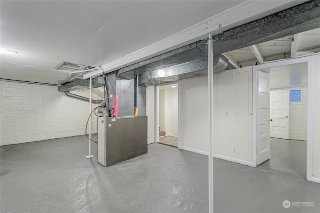 basement with heating unit