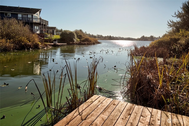 dock area featuring a water view