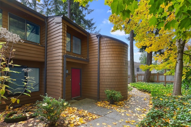 exterior space featuring a garage