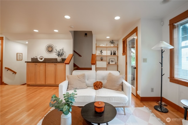 living room with light wood-type flooring