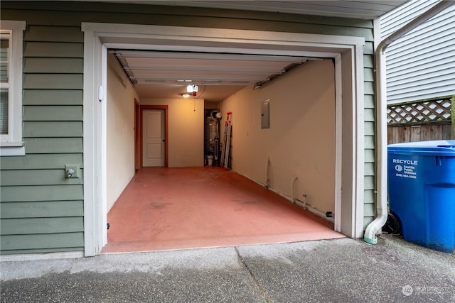 garage with electric panel