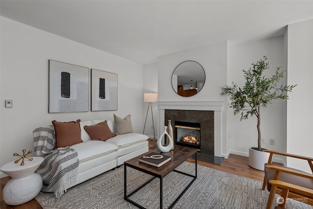 living room with hardwood / wood-style flooring