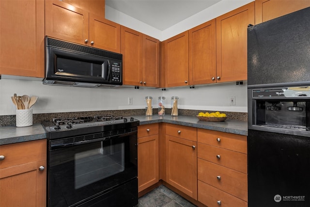 kitchen with black appliances