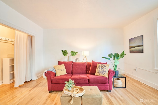 living room with hardwood / wood-style flooring