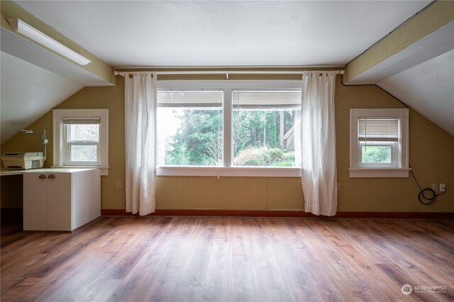 bonus room featuring light hardwood / wood-style floors and lofted ceiling