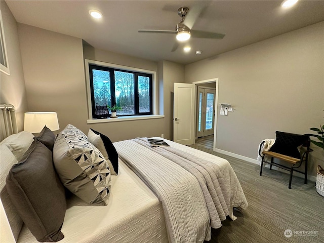 bedroom featuring ceiling fan