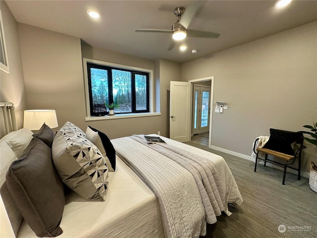 4286 Creston Way, Bellingham, WA 98226 - bedroom with recessed lighting, a ceiling fan, and wood finished floors