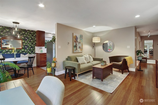 living room featuring light wood-type flooring