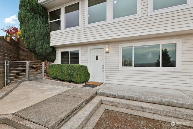 doorway to property with a patio area