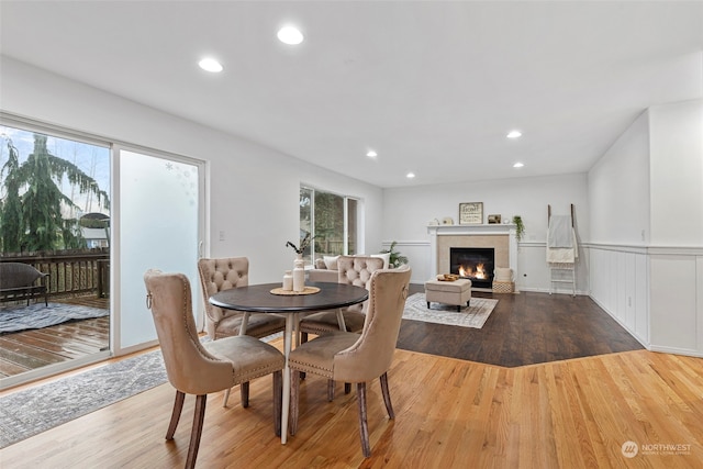 dining area featuring wood-type flooring