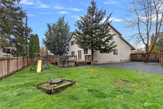 view of yard featuring a deck