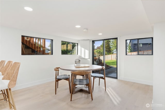 dining area featuring light hardwood / wood-style floors