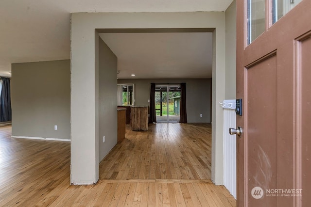 entrance foyer with light wood-type flooring