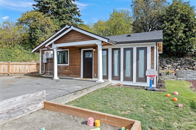 view of front of home with a patio area