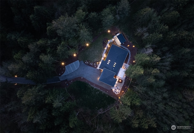 view of aerial view at night