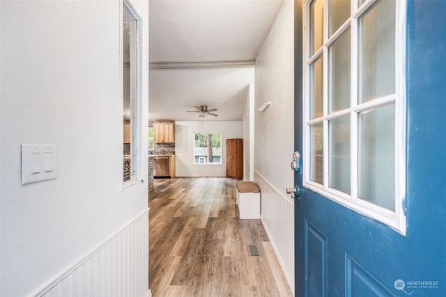 interior space with hardwood / wood-style floors