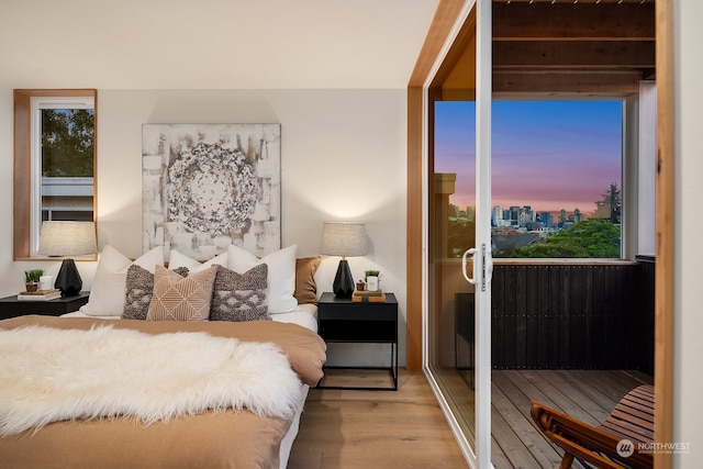 bedroom featuring light wood-type flooring