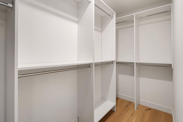 spacious closet featuring light wood-type flooring