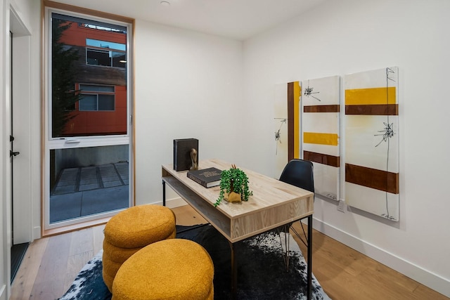 office space featuring light hardwood / wood-style floors