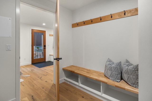 mudroom with light wood-type flooring