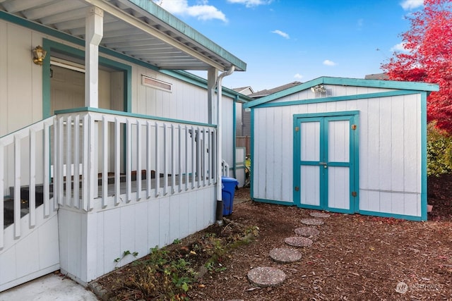 view of outdoor structure with a porch